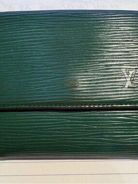 Louis Vuitton Green Epi Leather Wallet with Subtle LV Embossing